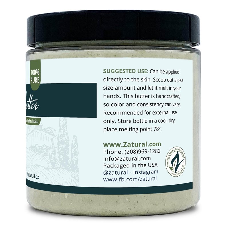 Zatural Organic Neem Butter-Coconut Oil, Neem Oil, Neem Leaf, Marula Oil, Kokum Butter, Rosemary, For Sensitive Skin, Itchy Skin, 2 Pack, 8 oz.