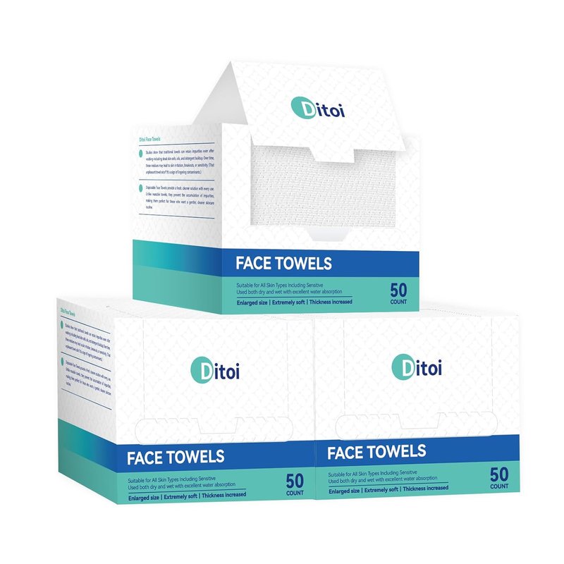 Disposable Face Towels XL - Soft Cotton Facial Cleansing Cloths | 10"×12", 150 Count (3 Pack) for Sensitive Skin