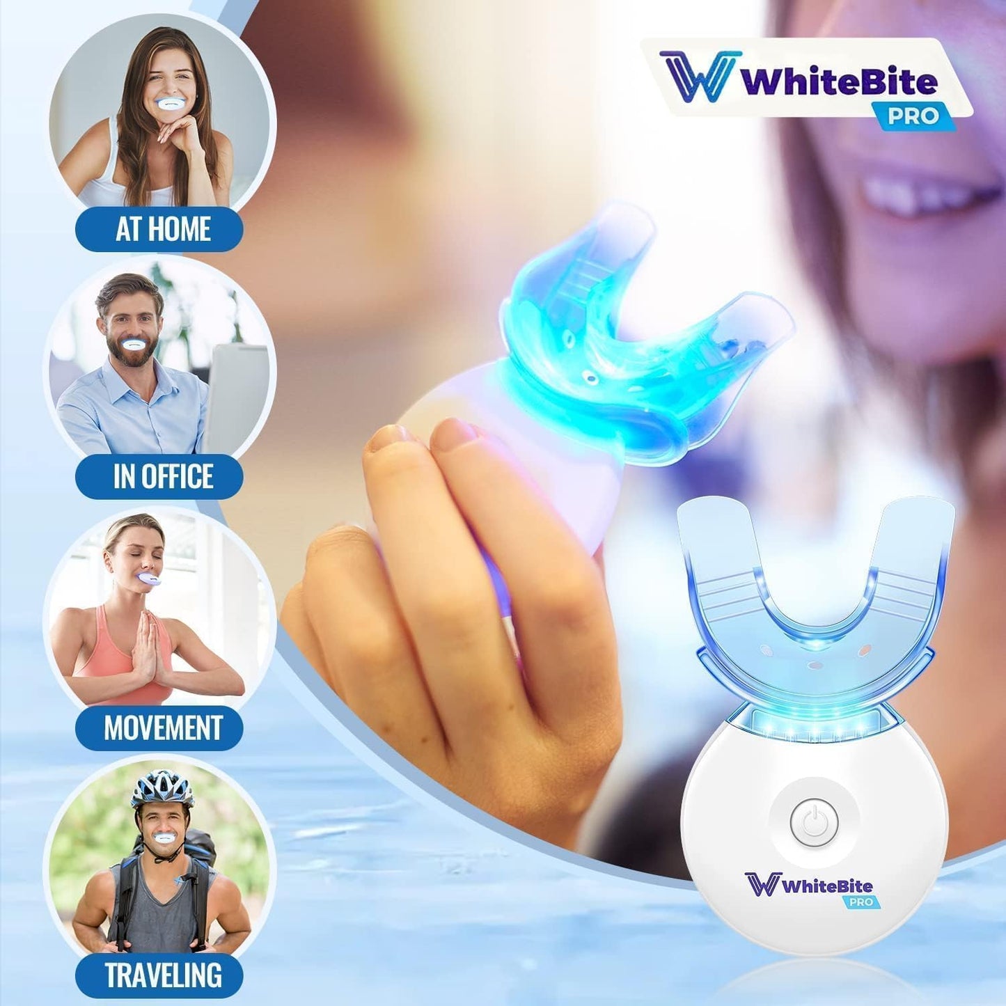 Teeth Whitening Kit for Sensitive Teeth - 4 Whitening & 2 Remineralizing Gels | LED Light System for Fast Results
