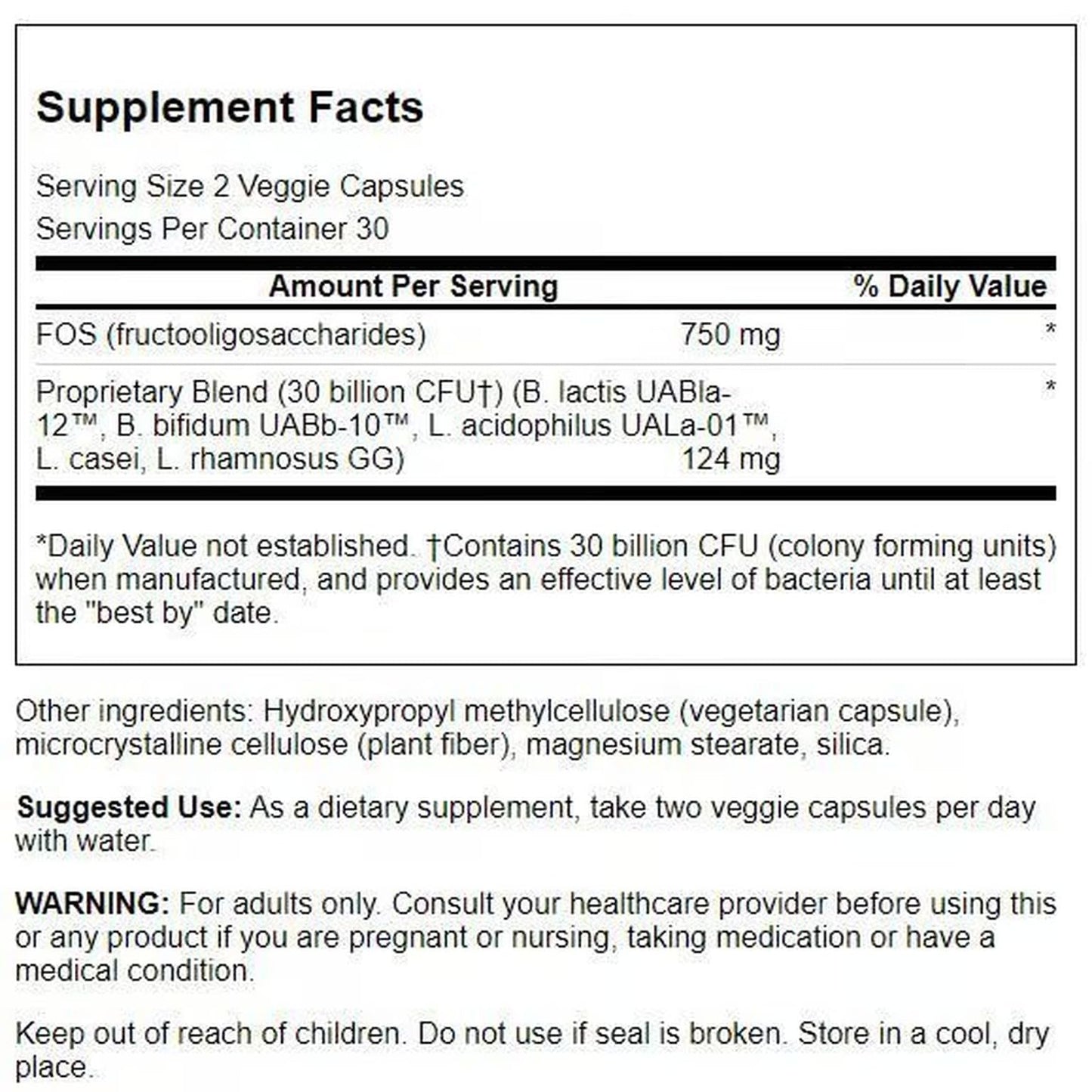 Swanson Ultra Probiotic for Seniors 30 Billion Cfu 60 Veg Capsules