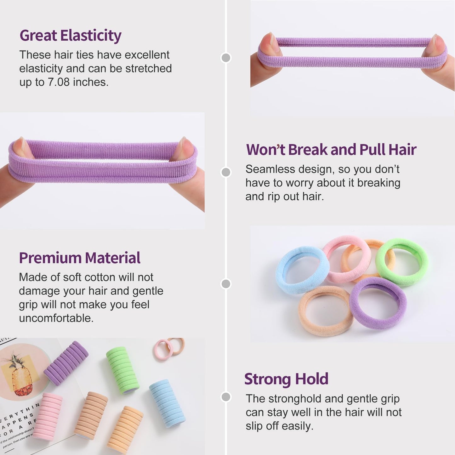 100 PCS Seamless Hair Ties…