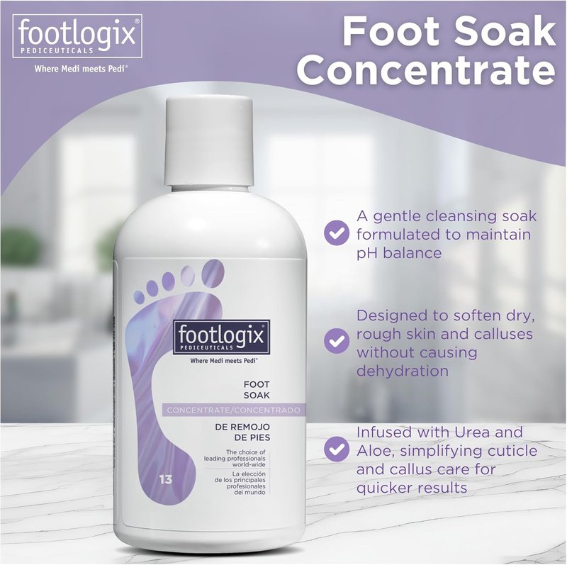 FOOTLOGIX Foot Soak Concentrate - Gentle Cleansing Foot Bath for Softening Dry Feet & Calluses | 8.45 oz