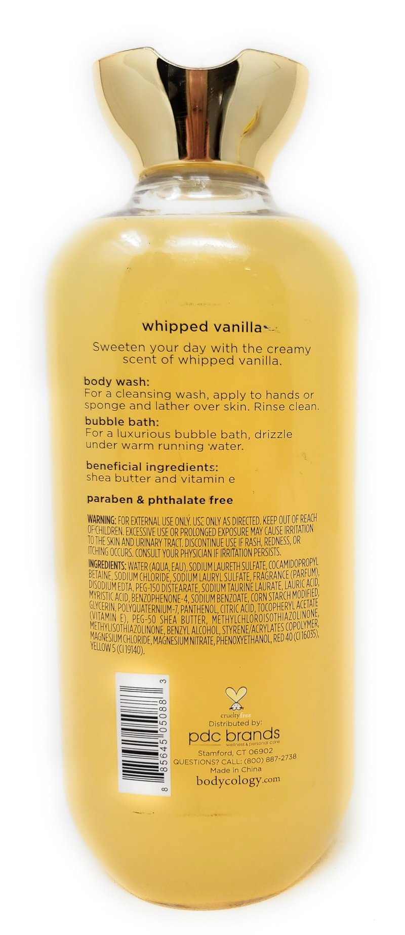 Whipped Vanilla 2 in 1 Body Wash and Bubble Bath 16 fl oz & Whipped Vanilla Body Cream 8 oz (Pack of 2)