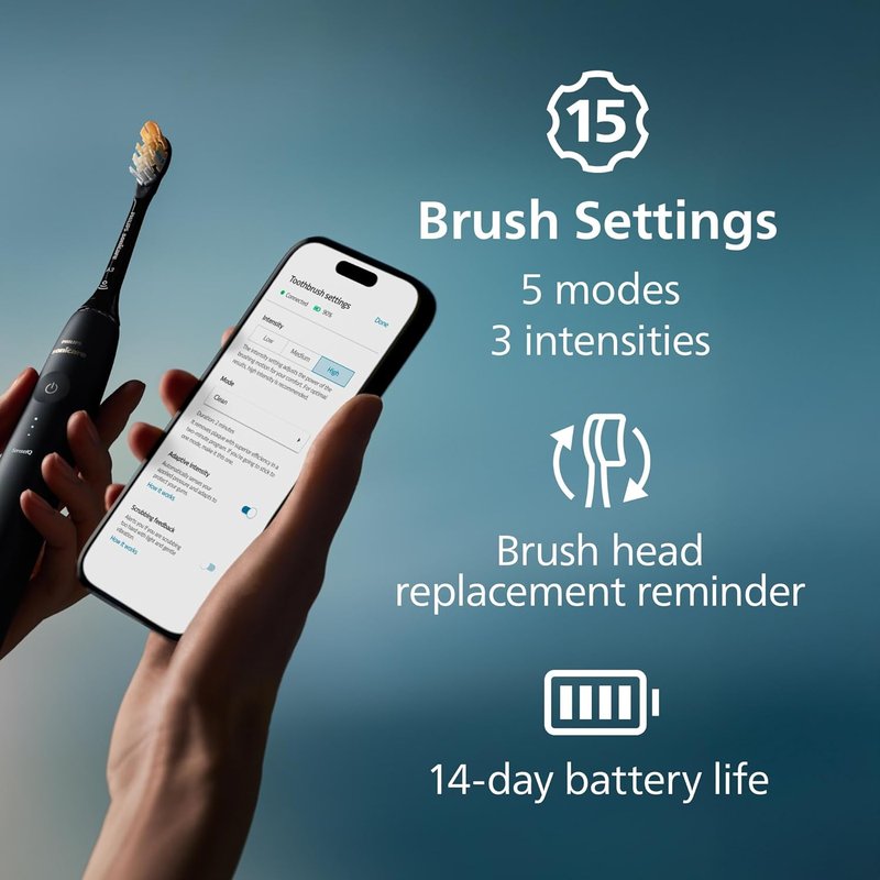 Philips Sonicare DiamondClean 9900 Prestige Electric Toothbrush - SenseIQ Tech, 5 Modes, Midnight Blue | Model HX9990/12