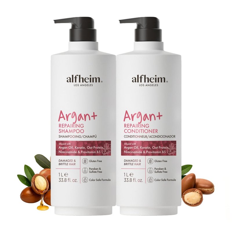 Argan+ Repairing Shampoo & Conditioner Set | Deep Repair for Dry, Damaged Hair - 33.8 oz × 2