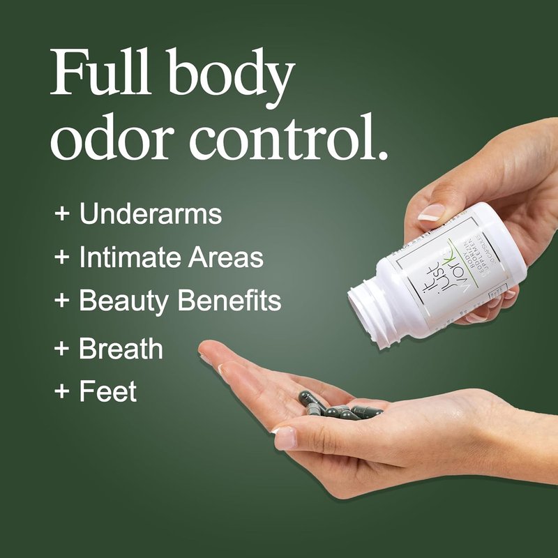 Whole Body Natural Deodorizing Supplement - Vegan & Organic Internal Deodorant for Underarms, Intimate Areas | 30 Capsules