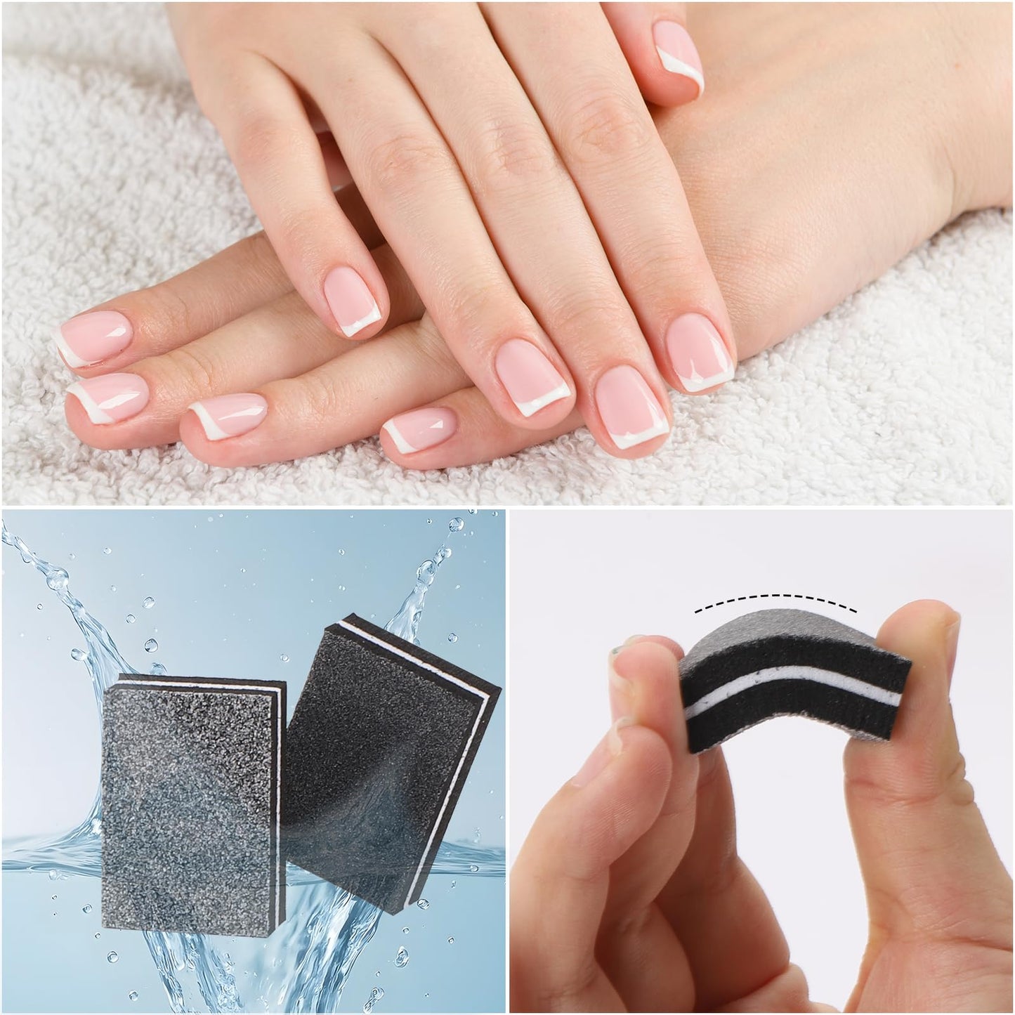 150Pcs Mini Nail Buffer Blocks 100/180 Grit Nail Buffers for Acrylic Nails - Dual Sided Buffers for Nails Polishing(Black)