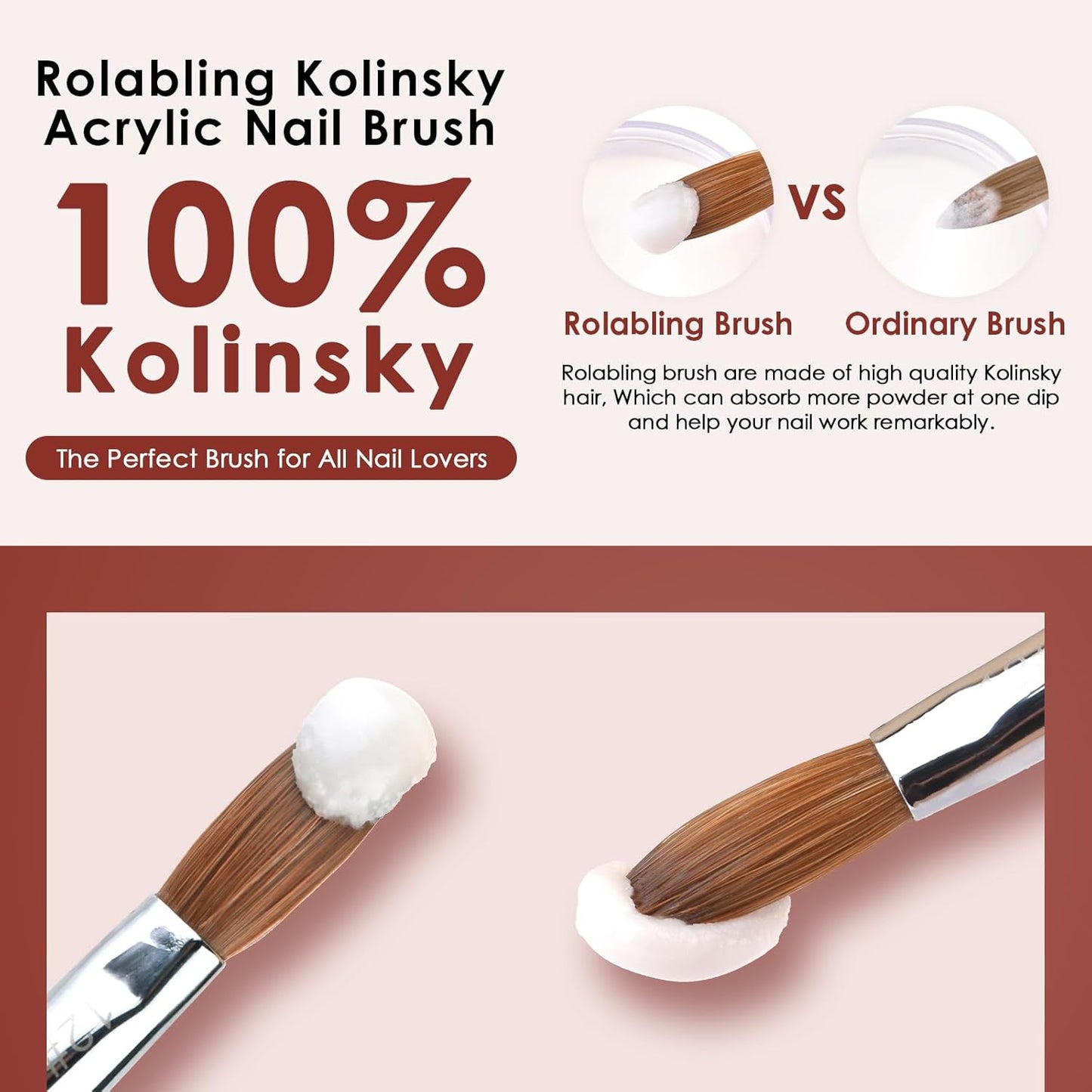 Kolinsky Sable Nail Brush Set - 10# & 12# Professional Quality for Precision Nail Art