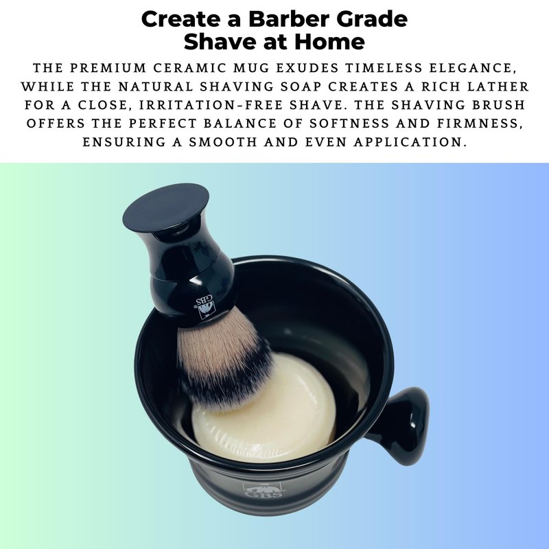 G.B.S GENTS Premium Men's Shaving Kit - 5PC Complete Set with Shave Brush, Sandalwood Aftershave, No.84 Cologne & Ceramic Bowl - Gift Set for Men