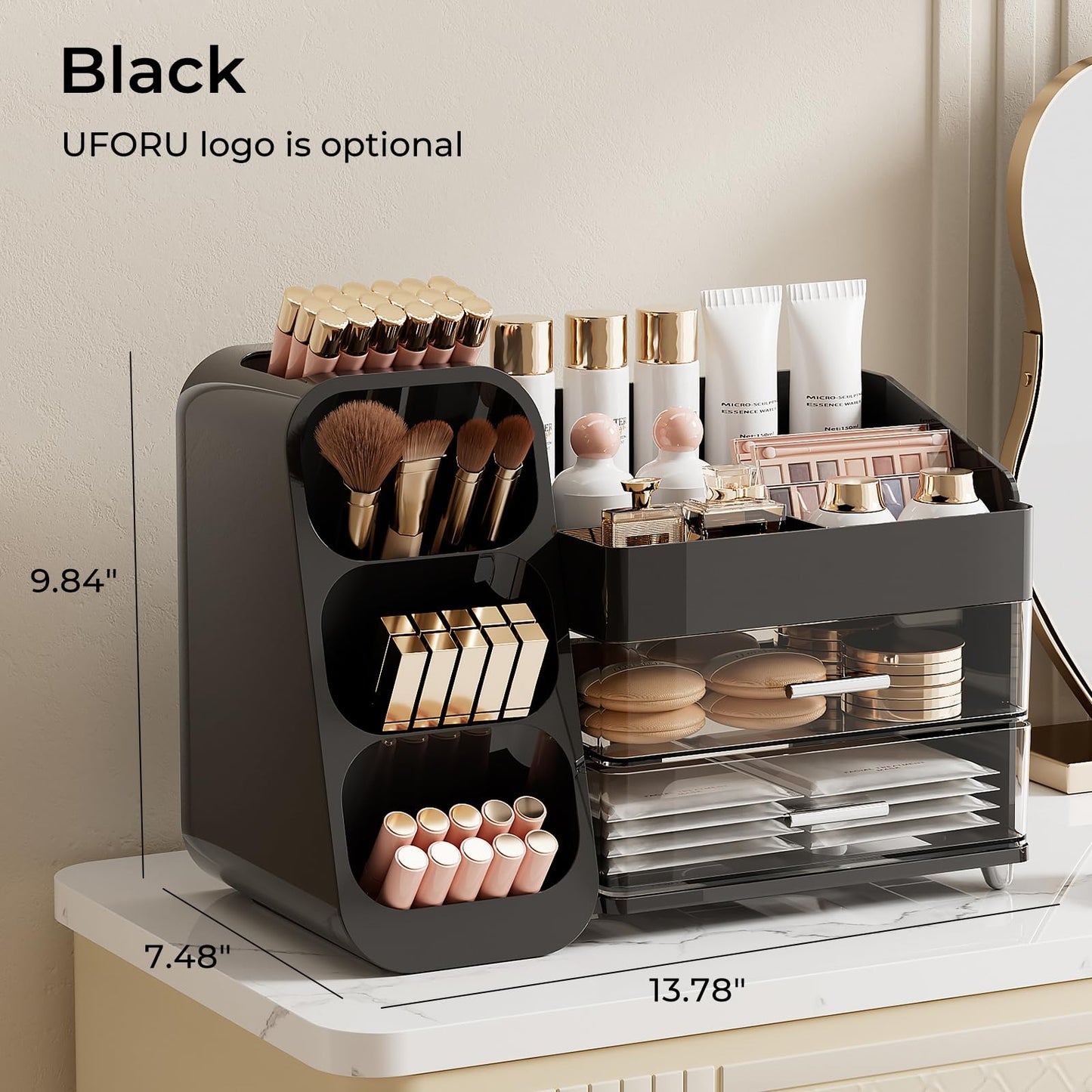 UFORU Makeup Organizer Countertop with Brush Holder for Vanity Bathroom