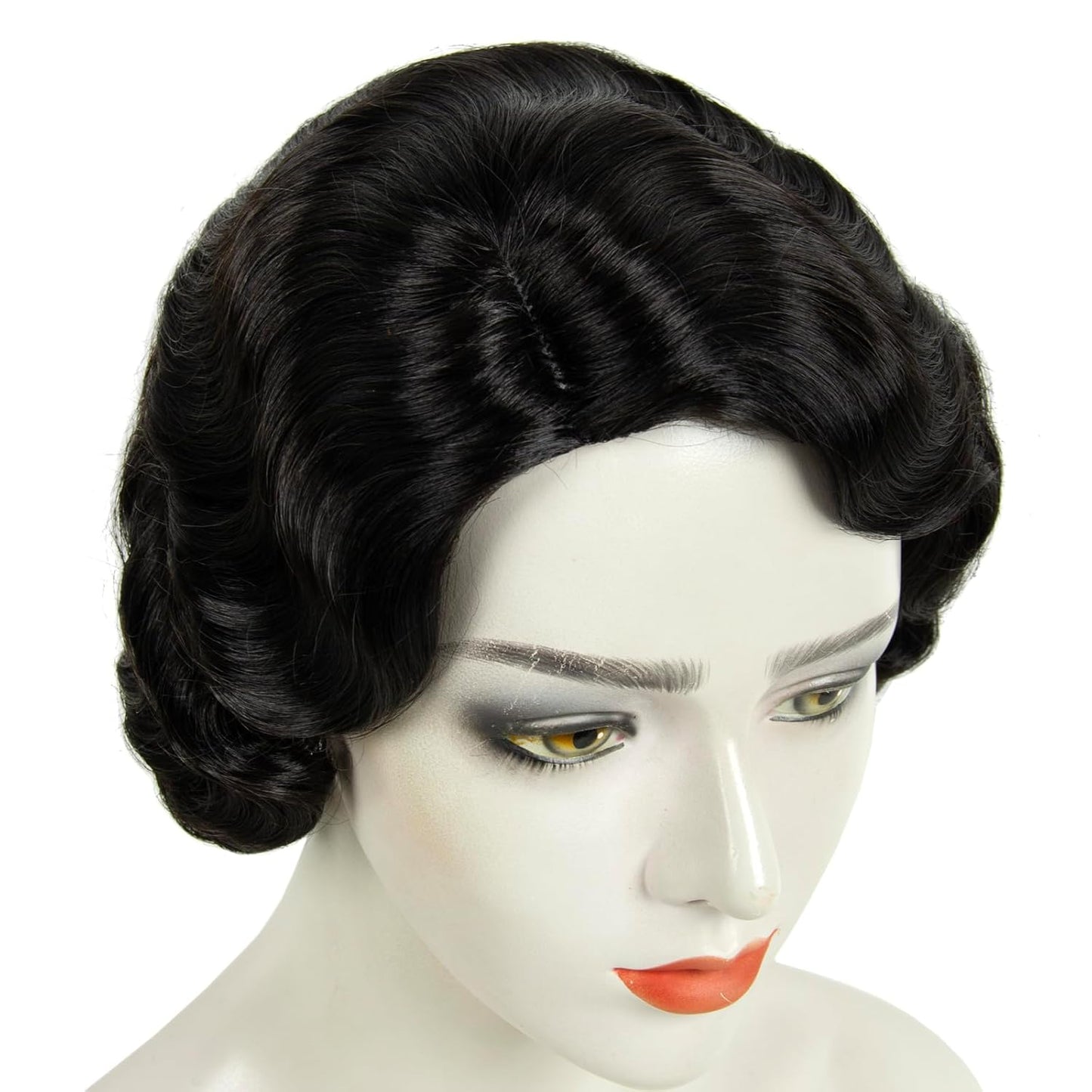 1920s Black Finger Wave Wig for Women - Vintage Gatsby Flapper Costume Hairpiece | Synthetic Full-Length Design