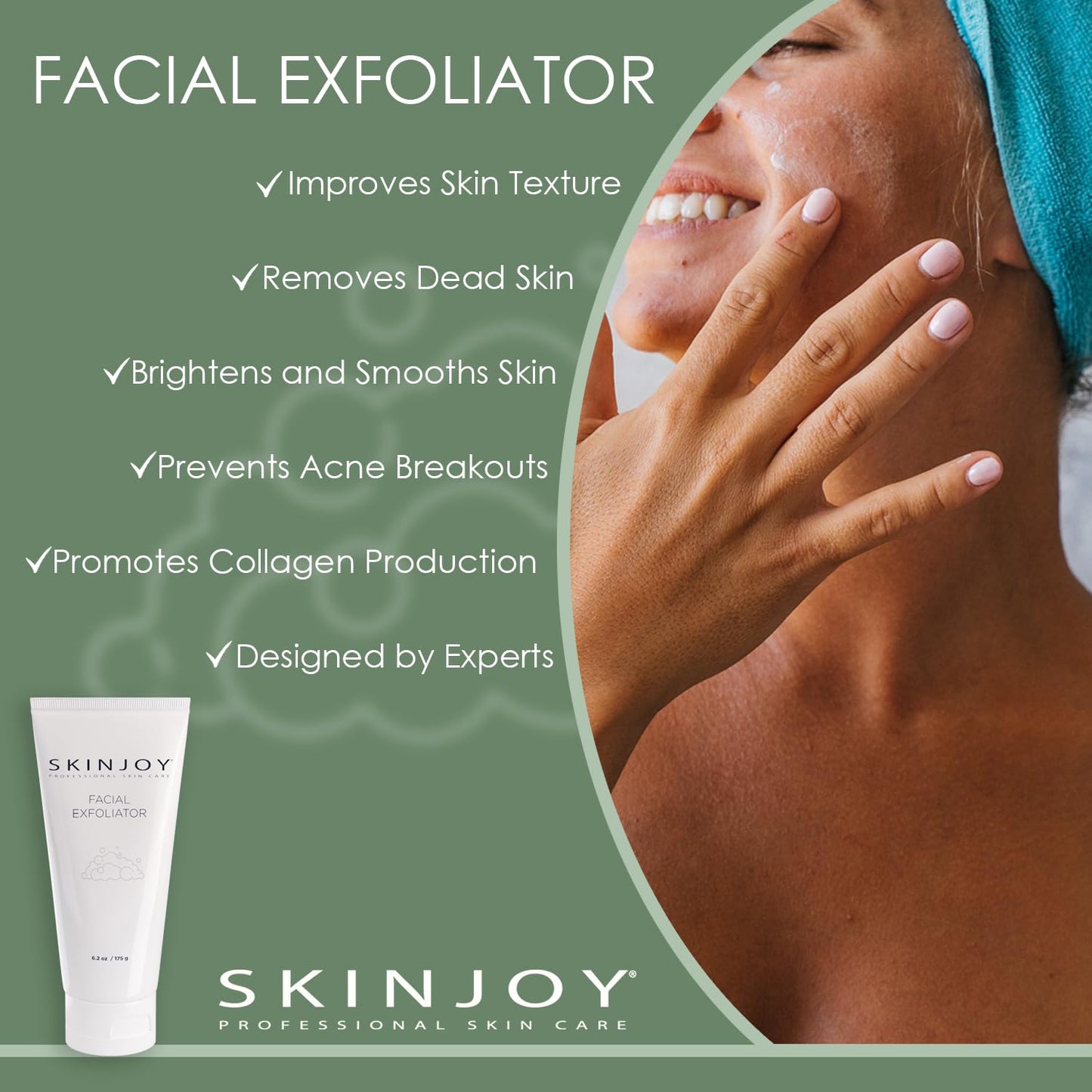 Skinjoy Face Exfoliator, Face Scrub with Jojoba and Beeswax Beads, Facial Skin Care Products, Blackhead Remover, Exfoliate for Face - 6.2 Oz / 175 g