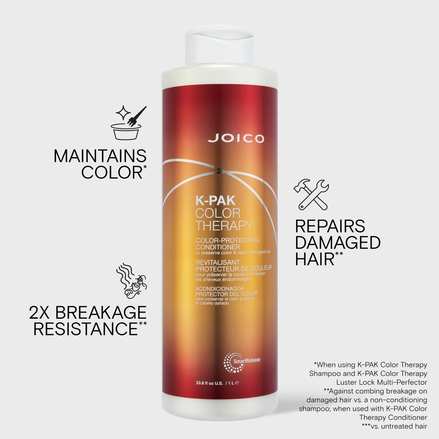 Joico K-PAK Color Therapy Color-Protecting Conditioner | For Color-Treated Hair | Boost Shine & Elasticity | Repair Breakage | Rebuild Damaged Hair | With Keratin & Argan Oil | 33.8 Fl Oz