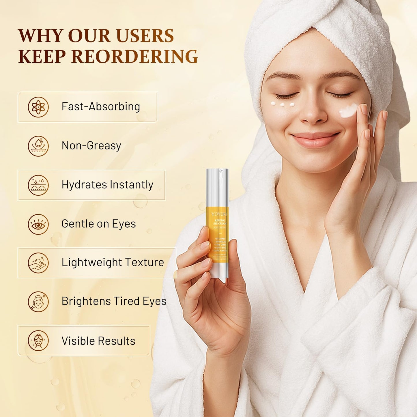 YOYORY Eye Cream for Dark Circles - Rapid Under Dark Circles,Wrinkles