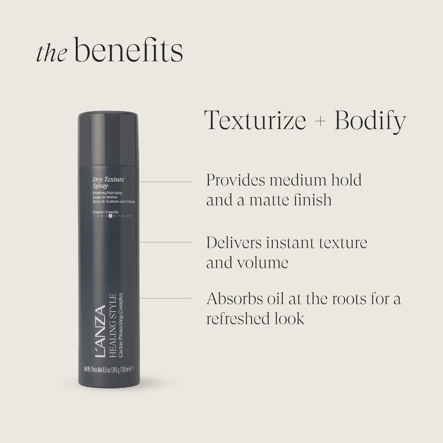 L'ANZA Healing Style Dry Texture Spray with Medium Hold Effect, Eliminates Frizz, Detangles and Boosts Hair's Shine, With UV and Heat Protection to Prevent Sun and Styling Damage (8.5 Fl Oz)