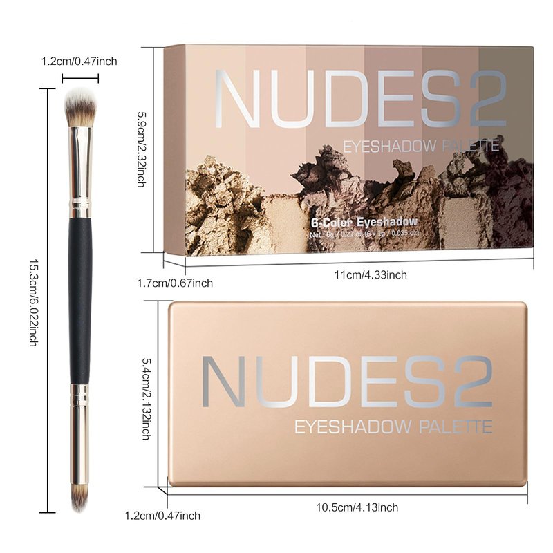 MOOMARTO 6 Matte Neutral Mini Eyeshadow Palette with Brush - Ultra Blendable Cool-Tone Nude Smokey Eye Shadow Palette, Long-lasting Wear Smooth Texture