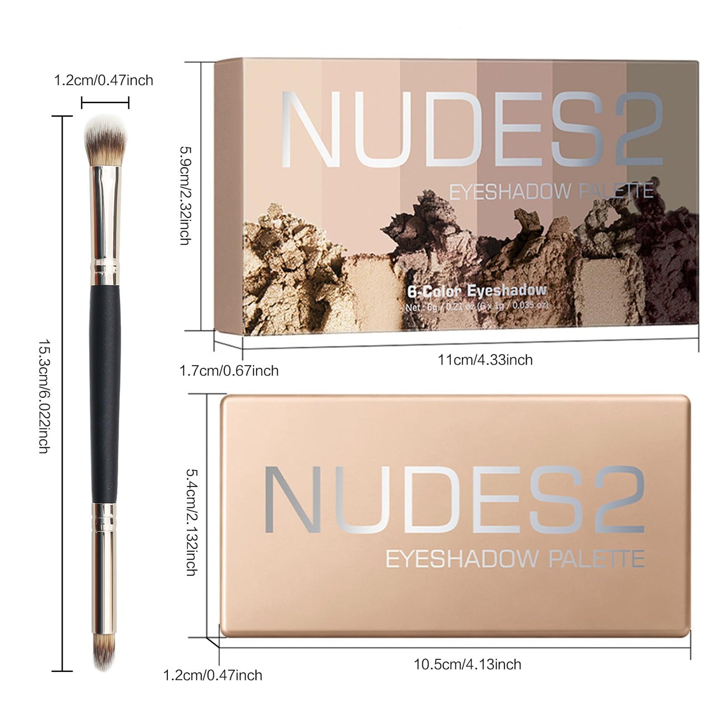MOOMARTO 6 Matte Neutral Mini Eyeshadow Palette with Brush - Ultra Blendable Cool-Tone Nude Smokey Eye Shadow Palette, Long-lasting Wear Smooth Texture