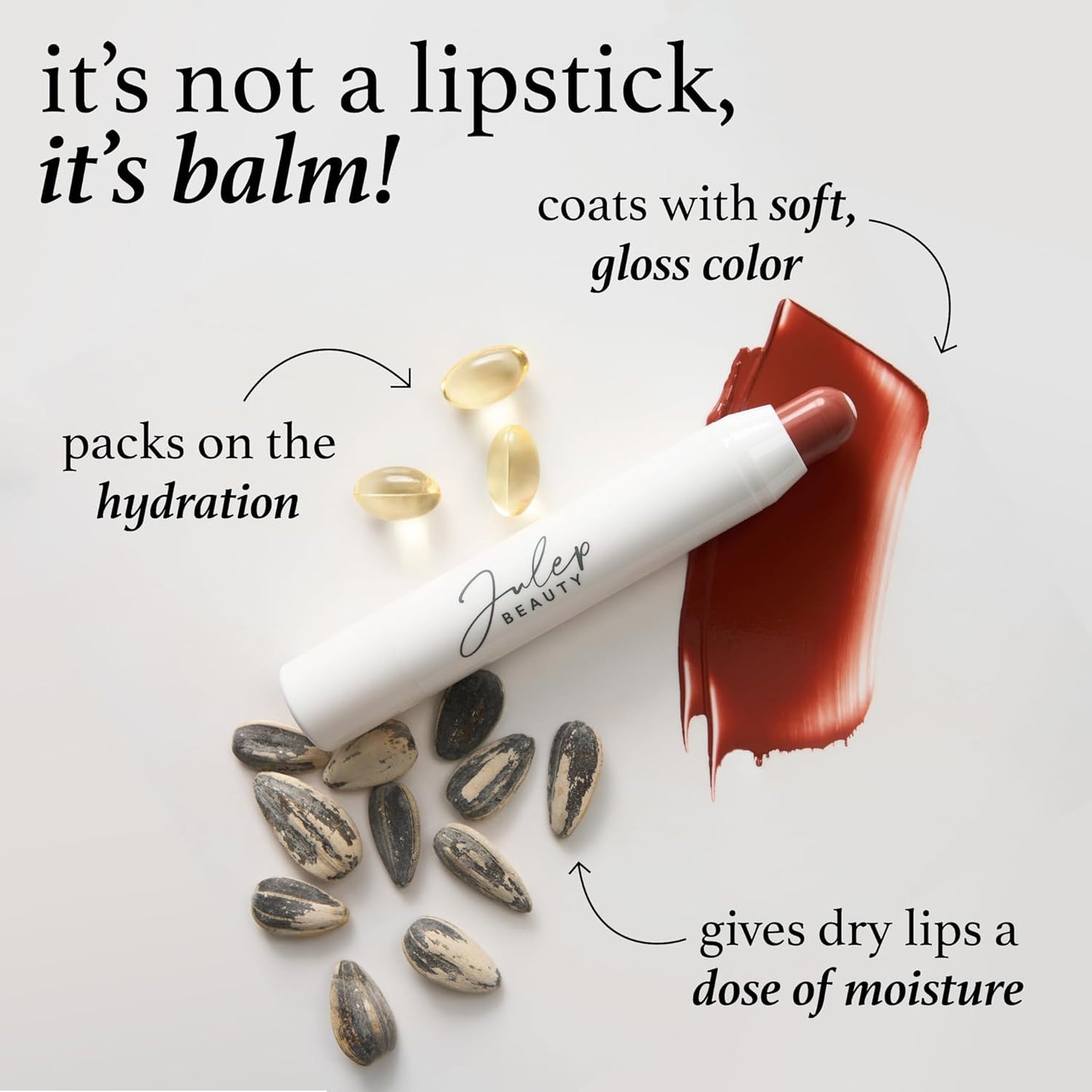 Julep Tinted Lip Balm - Buildable Brandy Wine Color, Hydrating Vitamin E & Sunflower Butter | Vegan & Cruelty-Free