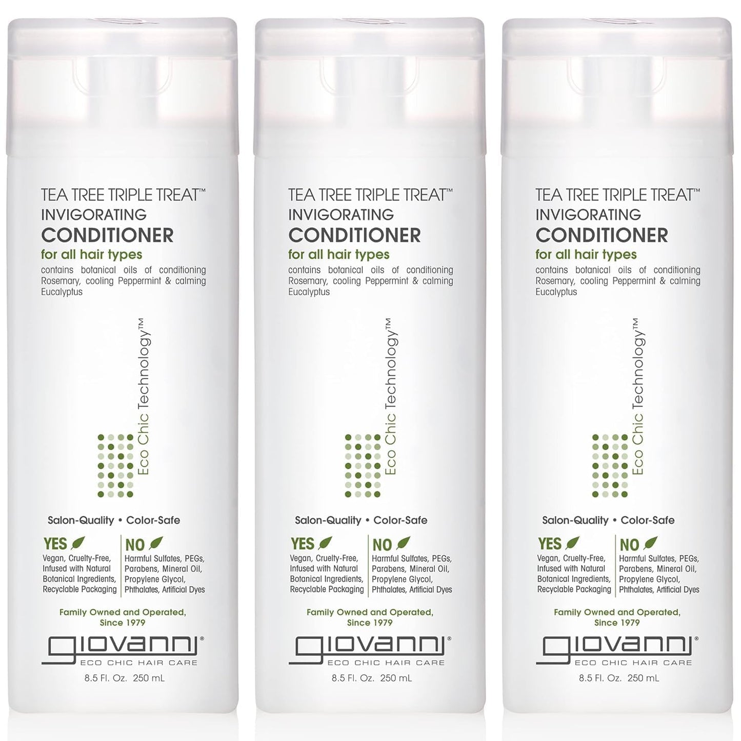 GIOVANNI Tea Tree Triple Treat Invigorating Conditioner, 8.5 oz (3 Pack)