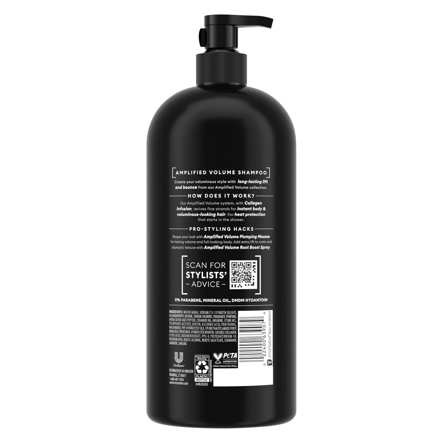 TRESemmé 24 Hour Volume Shampoo with Pump For Fine Hair Formulated With Pro Style Technology 39 Fl Oz