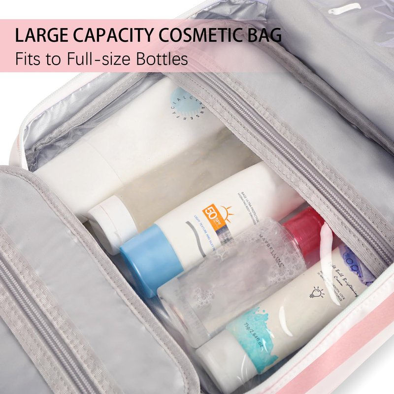 Bosidu Hanging Travel Toiletry Bag for Women, Portable Toiletry Bag for Travel Size Essentials, Water-resistant Large Travel Makeup Bag with Hook for Toiletries, Cosmetics, Travel Accessories