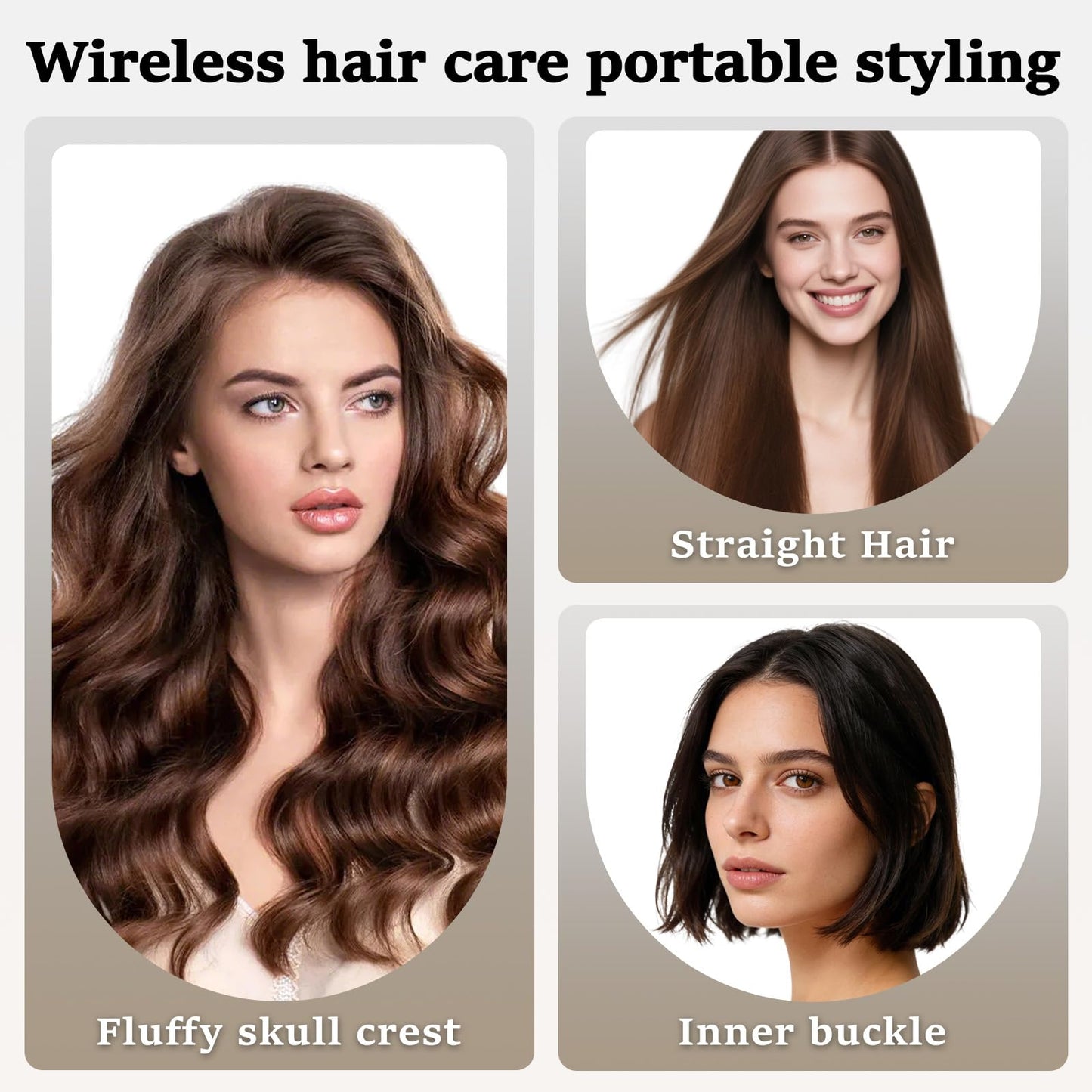 Mini Hair Straightener,Rechargeable Wireless Portable Hair Straightener Brush,Fast Heating Hot Comb，3-Speed Temperature Control，Anti Scald Shell, Lightweight and Portable for Home Travel Gift (Black)