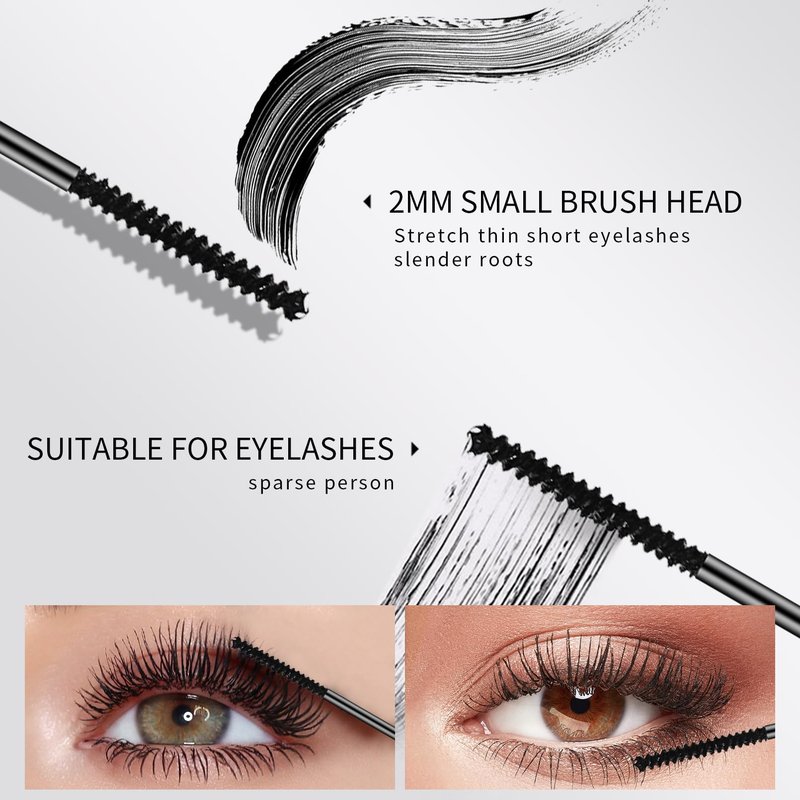 4D Ultra Fine Black Mascara for Fine Short Eyelash, Lengthening & Thickening Mascara for Women, 2.5 mm Brush, No Clumping, Long-lasting