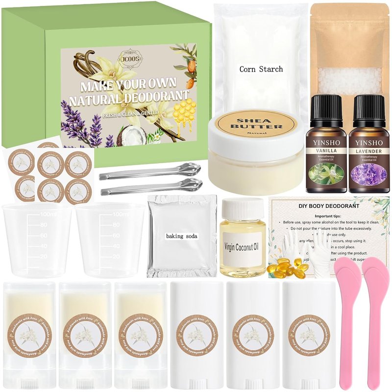 DIY Deodorant Making Kit - Aluminum-Free Antiperspirant with Shea Butter & Coconut Oil | Natural Vanilla & Lavender Scents