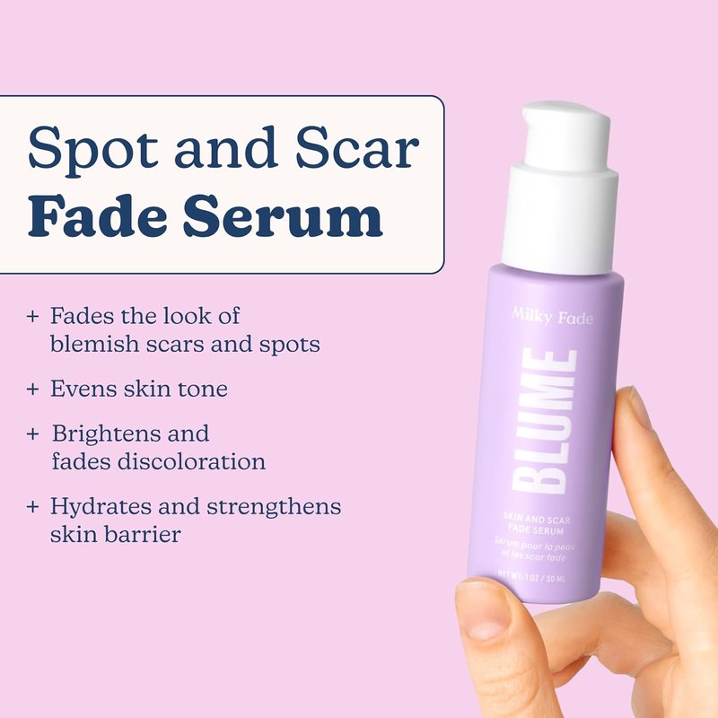 Blume Milky Fade Vitamin C Serum - Dark Spot Corrector with Niacinamide & Hyaluronic Acid | Vegan Hydrating Formula (1 oz)