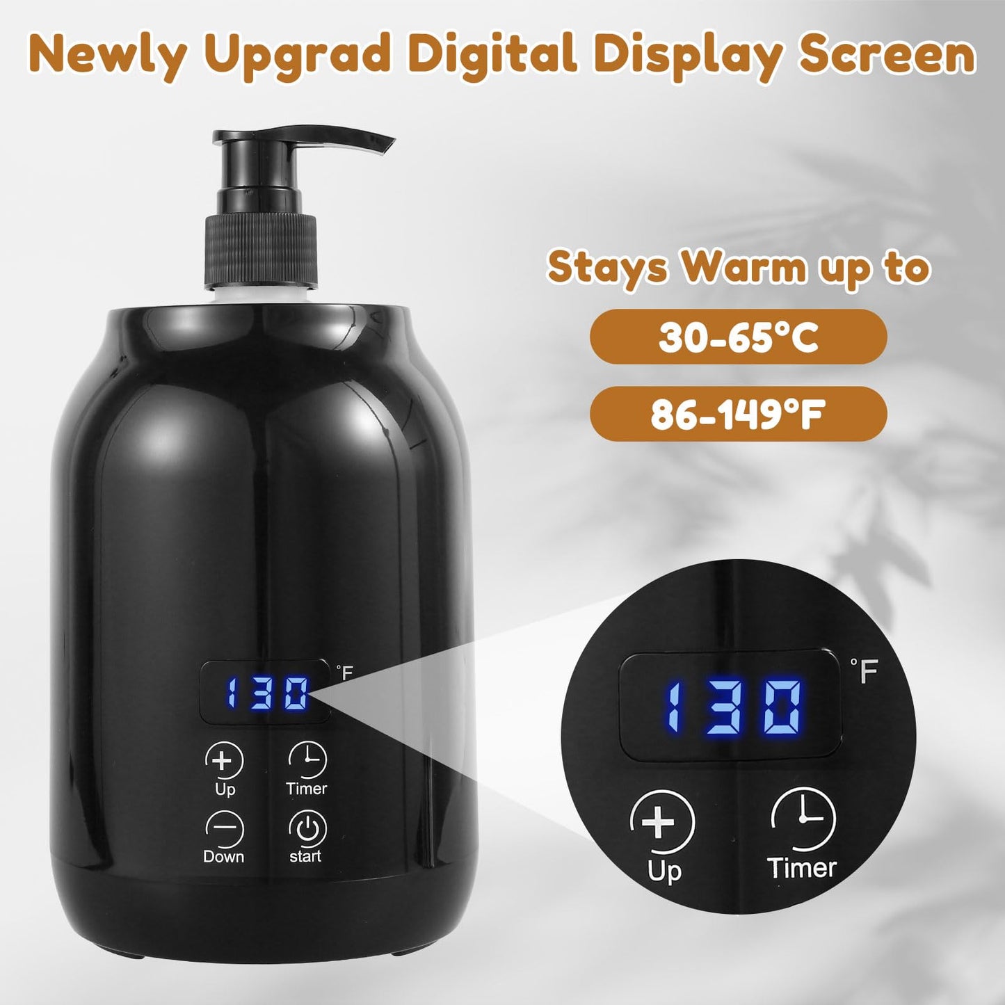 RVEFOT Massage Oil Warmer with Two Bottle Dispenser, Smart Touch Key Electric Lotion Heater for Home SPA, Temperature Adjustable, Lube Cream Gel Warmer (Black)