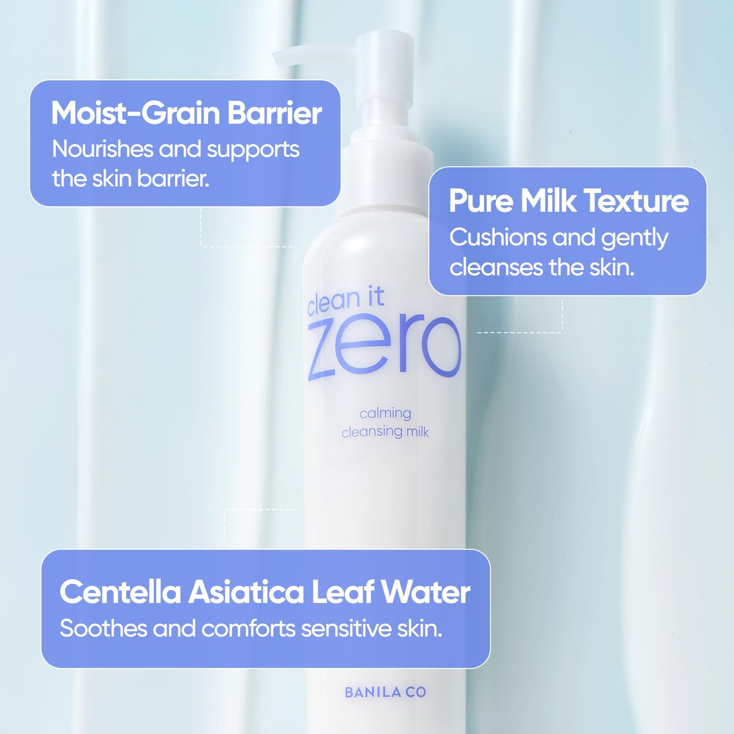 BANILA CO Clean It Zero Calming Cleansing Milk | Vegan Cleanser for Sensitive Skin | Oat & Rice Protein, Centella Asiatica Leaf Water | Soft Barrier-Care Korean Makeup Remover (200ml / 6.76 fl oz)