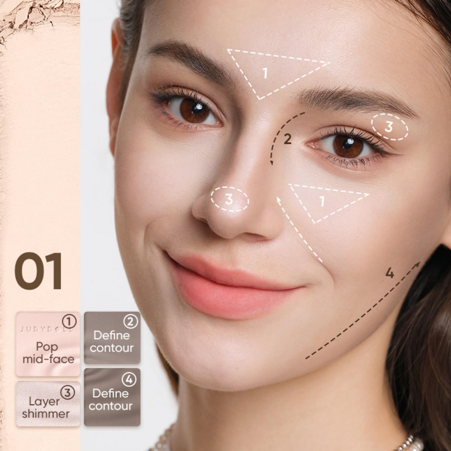JUDYDOLL Highlight & Contour Palette, All-in-One Matte Highlighter Contour Compact, Blendable Face Makeup for Beginners