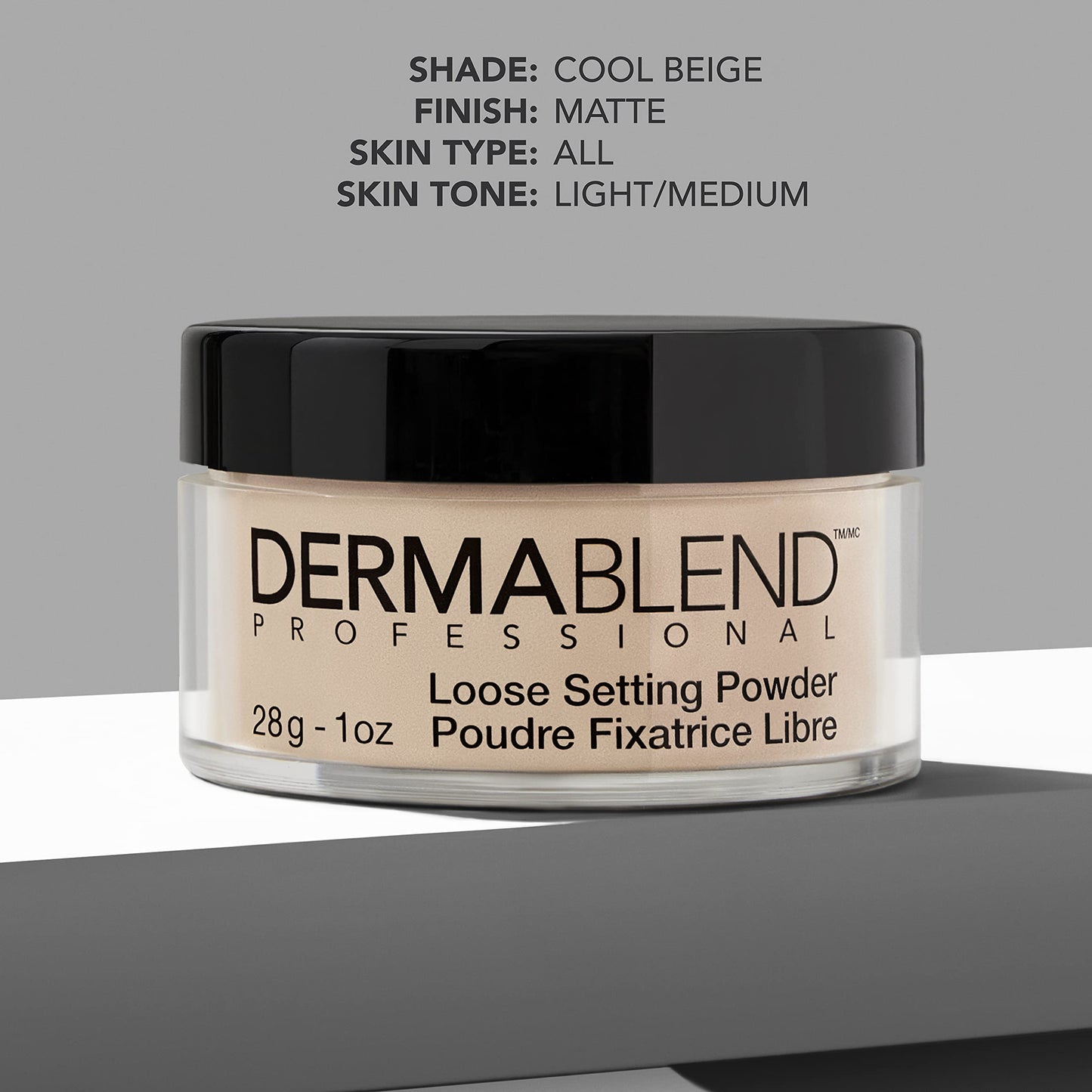 Dermablend Loose Setting Powder, Cool Beige Face Powder & Finishing Powder Makeup for Light, Medium and Tan Skin Tones, Mattifying Finish and Shine Control, 1oz