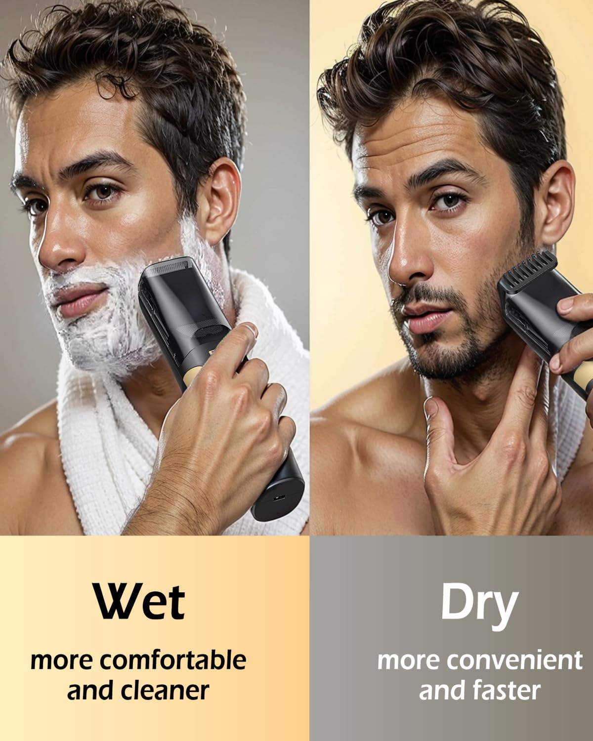 ENSSU Beard Trimmer for Men Vaccum, Rechargeable Electric Men Beard Trimmers with 2 Combs, 1-20mm Adjustable Length Dial, Waterproof Cordless Mustache Trimmer for Face, Stubble
