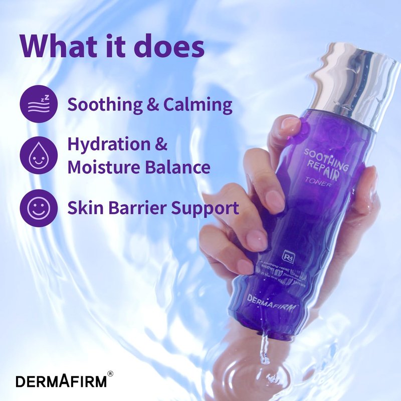 DERMAFIRM Soothing Repair Face Toner R4 | Hydrating Moisturizing & Soothing Toner for Skin Troubles w/Eucalyptus, Peptide & Collagen | Gentle for All Skin Types No Animal Trials No Paraben 6.76 fl oz