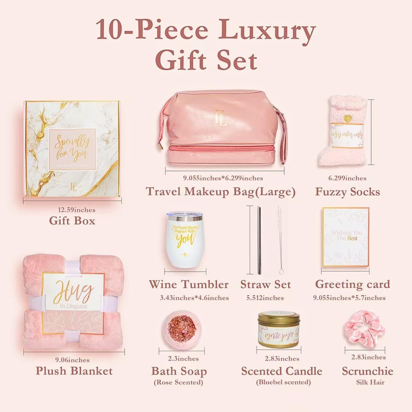 Birthday Gifts for Women, Mothers Day, Spa Care Package, Self Care Gifts for Women Inspirational Thinking of You Gift Set for Mom Her Wife Girlfriend Sister Friend