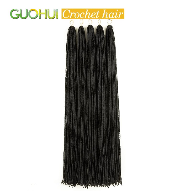 GUOHUI Micro Faux Locs Crochet Hair, 36 Inch 5 Packs Color Natural Black DIY Braids Straight Styles (36",1B)