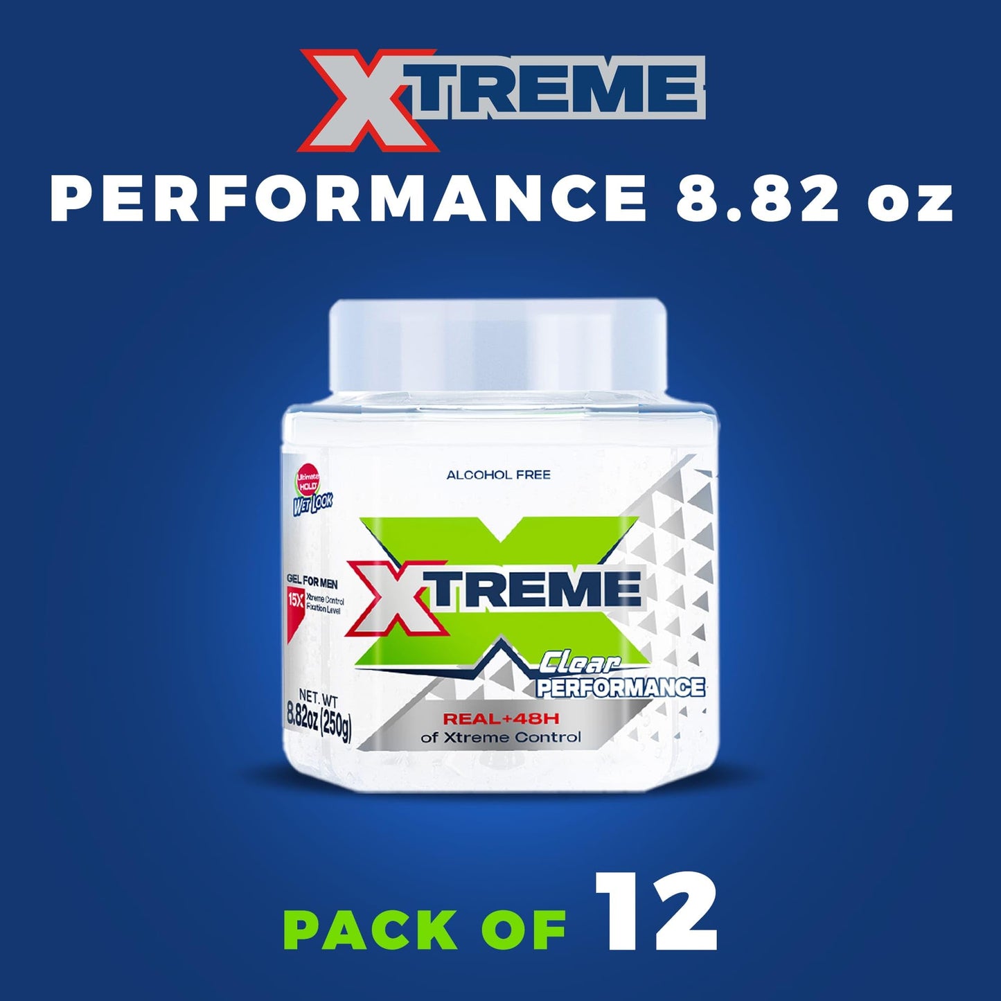 Xtreme Performance Clear Styling Hair Gel with Aloe Vera, 8.82 oz Jar (Pack of 12)