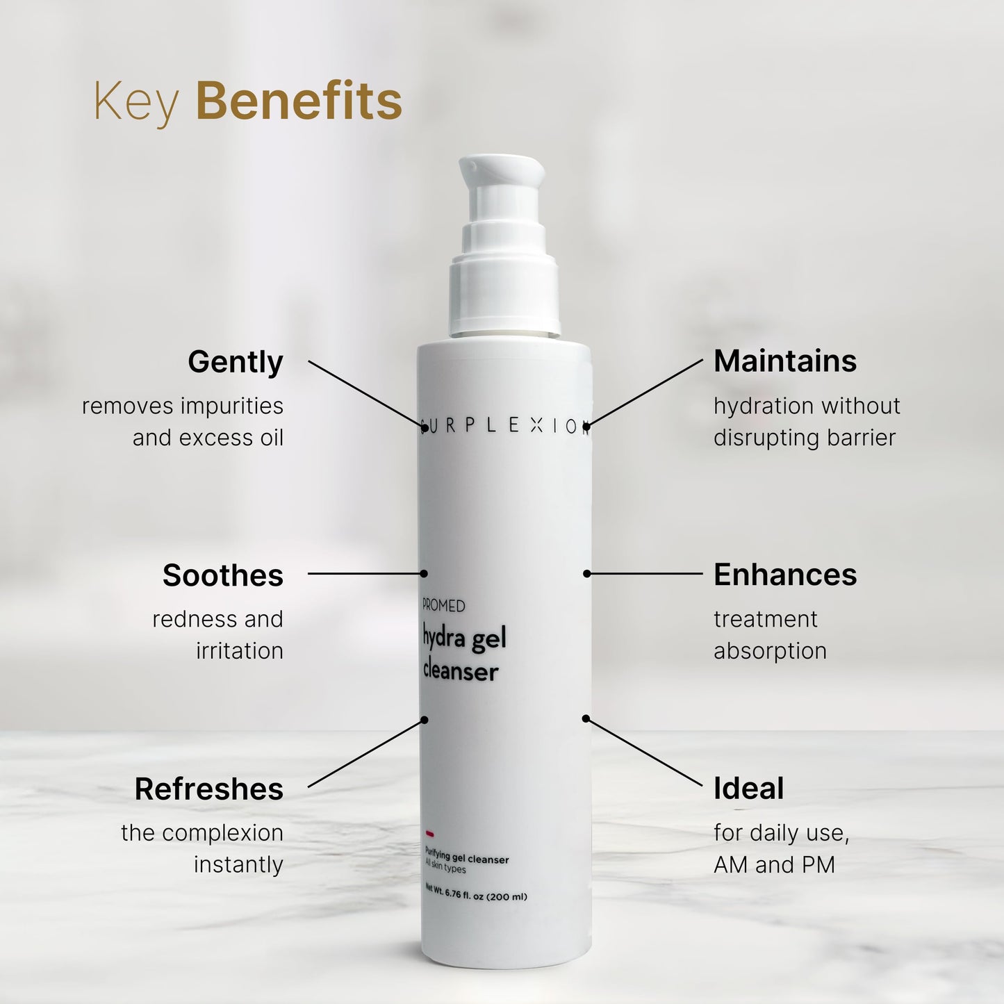 SURPLEXION Hydra Gel Cleanser, Gentle Daily Face Wash, All Skin Types, 6.76 fl oz