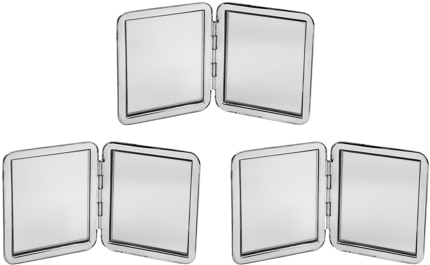 Stephanie Imports Set of 3 Vertical Bar Pattern Double Sided Magnifying Compact Mirrors (Gold & Silver)