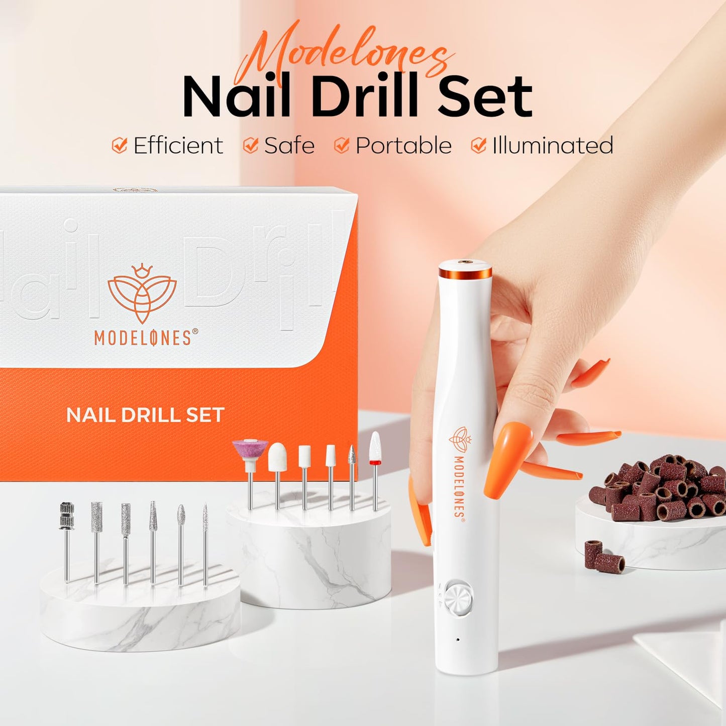 Modelones UV LED Nail Lamp with Cordless Nail Drill, Gooseneck UV Lamp for Gel x Nails, 48W Nail Light for Gel Nail Polish with 3 Timers and LCD Display, UV Light for Gel Nails, USB LED Nail Lamp