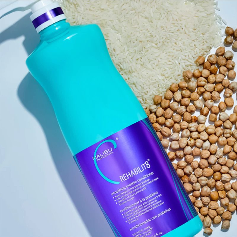 Malibu C REHABILIT8 Smoothing Protein Conditioner (1 Packet) - Replenishes Hair Protein & Amino Acids to Prevent Breakage - Hydrating Conditioner for Damaged Hair