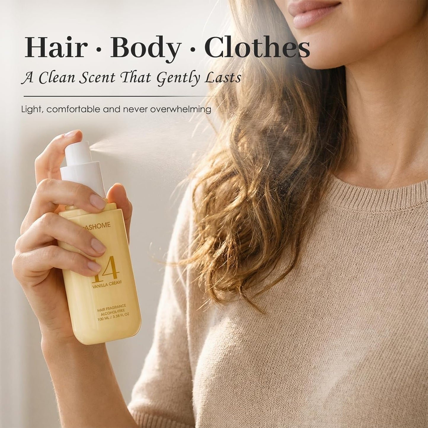 Hair Perfume for Women – Vanilla Cream, Alcohol-Free Soft & Moisturizing Hair & Body Mist, Long-Lasting Clean Fragrance for Hair, Wigs & Fabric, Mother’s Day & Birthday Gift, 100ml / 3.38 fl oz