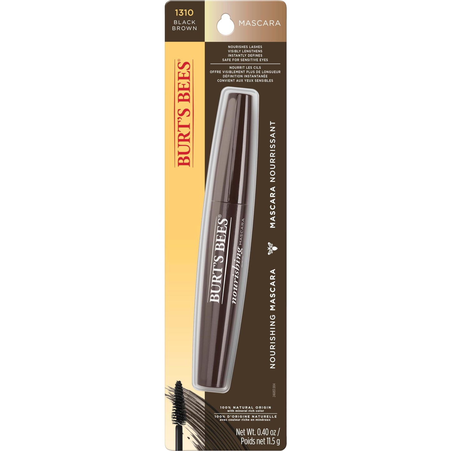 Burt's Bees 100% Natural Origin Nourishing Mascara, Black Brown - 0.4 Ounce