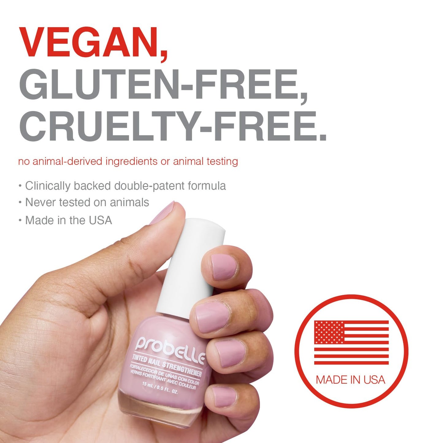 Probelle Tinted Nail Strengthener, Colored Nail Strengthening Treatment, Nail Growth and Repair, Stops Peeling, Splits, Chips, Cracks, and Strengthens Nails (0.5 Fl Oz (Pack of 1), Pastel Purple)