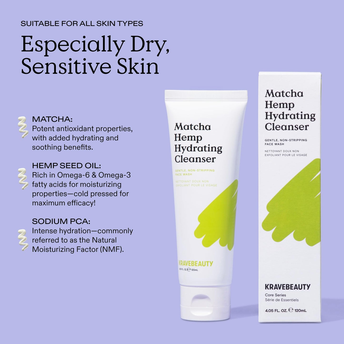 KraveBeauty Cleanse + Protect Duo – Matcha Hydrating Cleanser + Beet The Sun SPF, K-Beauty Simplified Daily Skincare, Gentle & Non-Greasy, Vegan & Cruelty-Free, 4.05 fl oz + 1.7 fl oz
