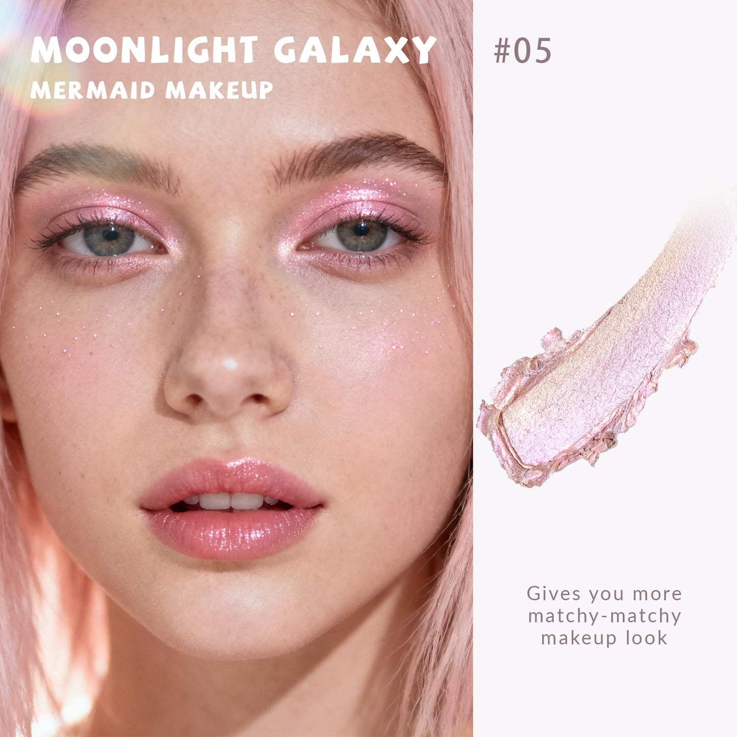 HOSAILY Holographic Multichrome Glitter Eyeshadow, Color Shift Metallic Shimmer Eyeshadow Palette, Chameleon Sparkle Inner Corner Eye Highlighter, Iridescent Eye Shadow Palette Fairy Makeup#05