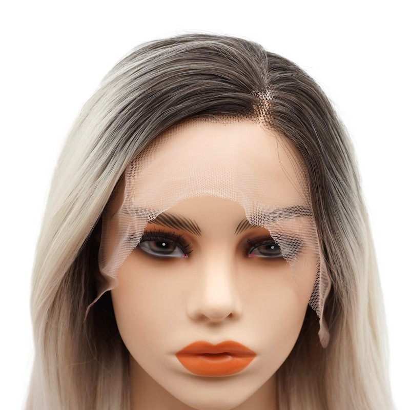 LUSHY BEAUTY Hair Synthetic Lace Front Wig Straight Super Long 28inch Dark Root Light Blonde Pink Ombre Heavy Density Heat Resistant Realistic Wig