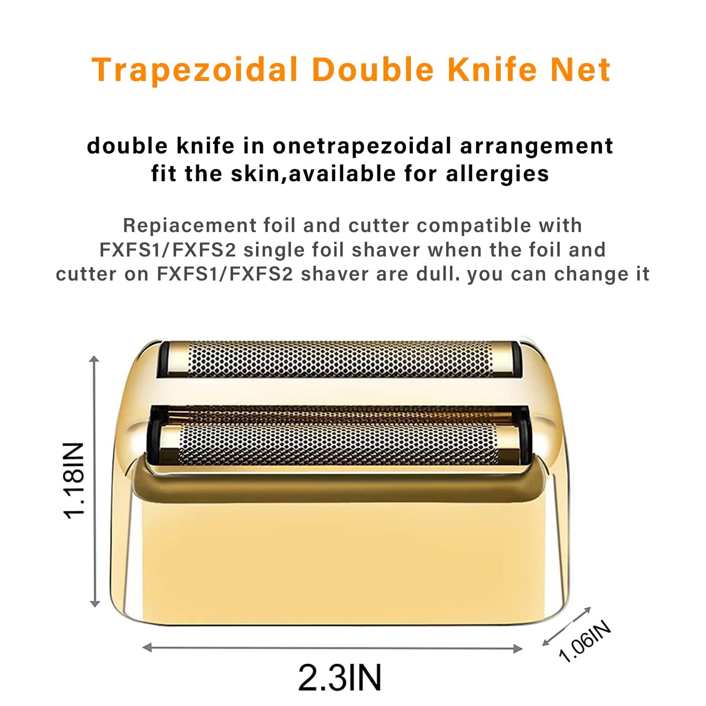 4 Pcs Replacement Foil and Cutters Compatible with BaBylissPRO Double Foil Shaver, Replacement Foil Compatible with FXFS2 Shaver (Gold)