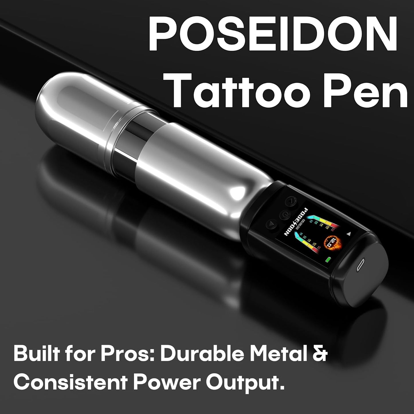POSEIDON Cordless Tattoo Machine Kit - Professional Portable Tattoo Pen with 20 Needles & Ink Set | Complete Starter Supplies